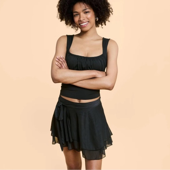 NWT! Popflex Target X Blogilates Dance Studio Wrap Skort 3.25" - Black Medium - Picture 3 of 5